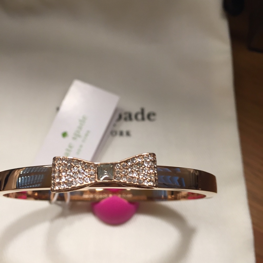 NWT kate spade Pave Bow Bangle Rose Gold